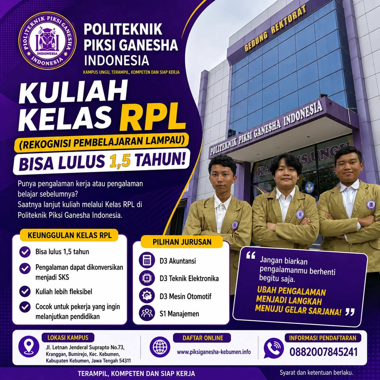 Kelas RPL Kebumen: Kuliah Lebih Cepat di Politeknik Piksi Ganesha Indonesia