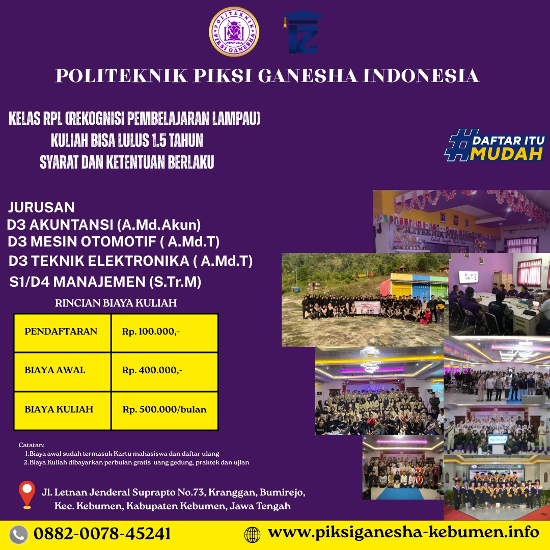 Pendaftaran RPL Politeknik Piksi Ganesha Indonesia