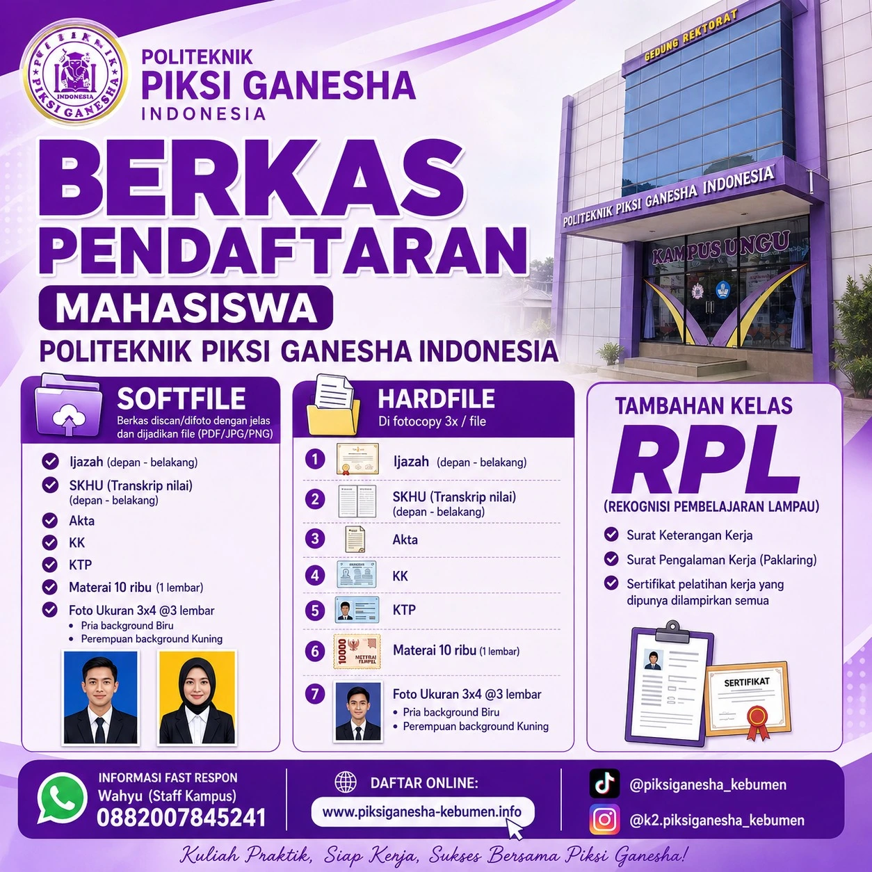 Berkas Pendaftaran Mahasiwa Baru Politeknik Piksi Ganesha Indonesia